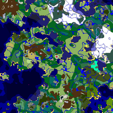 Predicted biome map of Java 1.19.2 seed 1711998074522981369 around estimated spawn