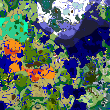 Predicted biome map of Java 1.19.2 seed -37811789266751545 around estimated spawn