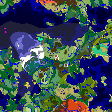 Predicted biome map of Java 1.19.2 seed 7048861095798003816 around estimated spawn