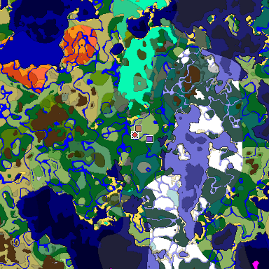 Predicted biome map of Java 1.19.2 seed -5699658692924438405 around estimated spawn