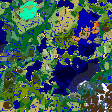 Predicted biome map of Java 1.19.2 seed -2024076307052972521 around estimated spawn