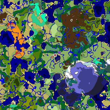 Predicted biome map of Java 1.19.2 seed 3792860138978460450 around estimated spawn