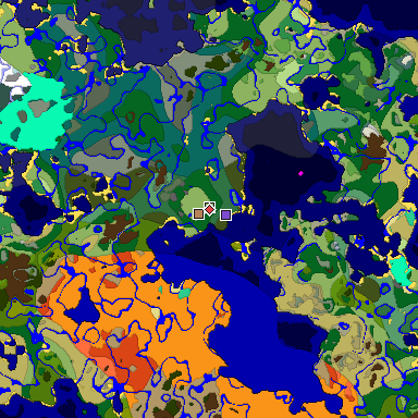 Predicted biome map of Java 1.19.2 seed -6036945142905284492 around estimated spawn