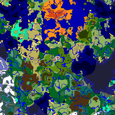 Predicted biome map of Java 1.19.2 seed -1896176988137480533 around estimated spawn