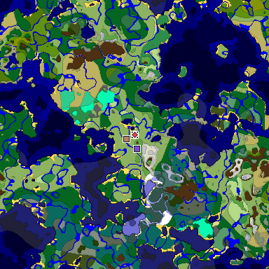 Predicted biome map of Java 1.19.2 seed -5981346908402012271 around estimated spawn
