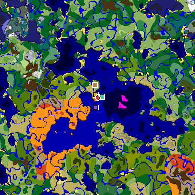 Predicted biome map of Java 1.19.2 seed -2241999497483524152 around estimated spawn