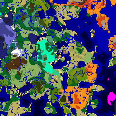 Predicted biome map of Java 1.19.2 seed -8357758091155030023 around estimated spawn