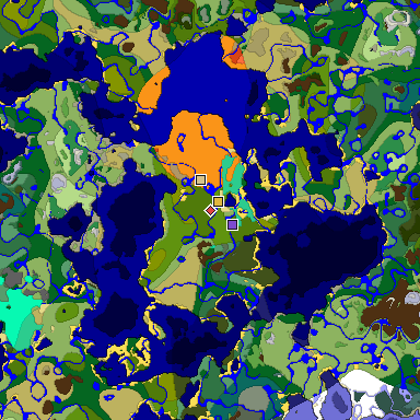 Predicted biome map of Java 1.19.2 seed -1642877317298692219 around estimated spawn