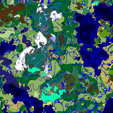 Predicted biome map of Java 1.19.2 seed -8318550460790074358 around estimated spawn