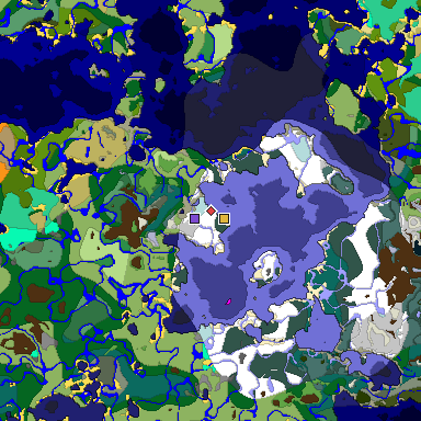Predicted biome map of Java 1.19.2 seed 1893177517399060437 around estimated spawn