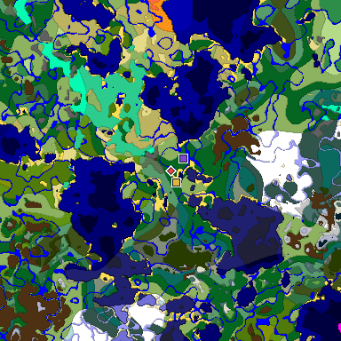 Predicted biome map of Java 1.19.2 seed 1070588913347552722 around estimated spawn