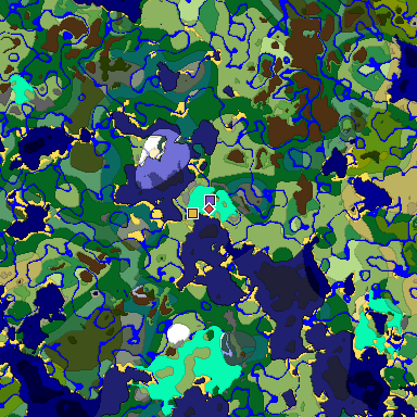 Predicted biome map of Java 1.19.2 seed 4177450400993617490 around estimated spawn