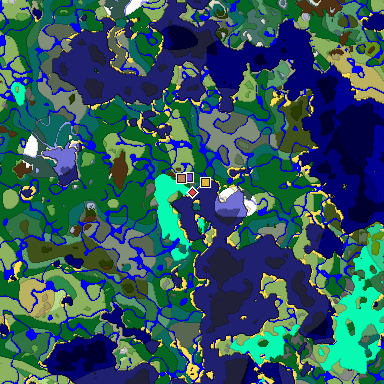 Predicted biome map of Java 1.19.2 seed -4268389670897751767 around estimated spawn