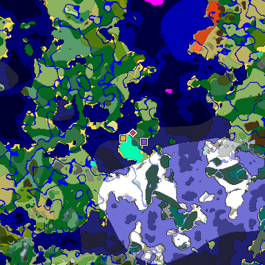 Predicted biome map of Java 1.19.2 seed 8289591686071342755 around estimated spawn