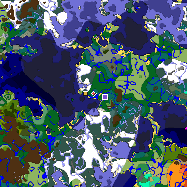 Predicted biome map of Java 1.19.2 seed -4224500206291746041 around estimated spawn