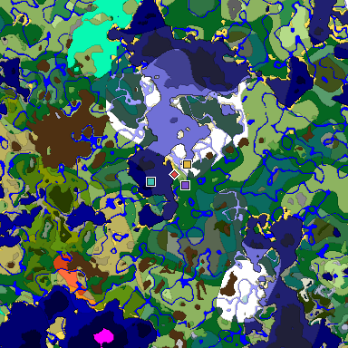 Predicted biome map of Java 1.19.2 seed -6356752679997570927 around estimated spawn