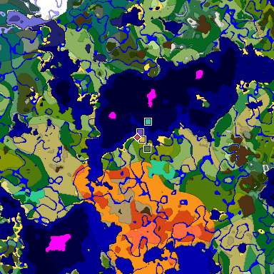 Predicted biome map of Java 1.19.2 seed -4994543486285728816 around estimated spawn