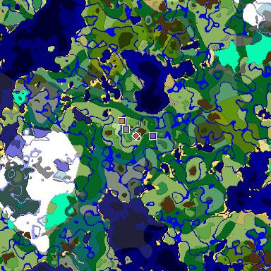Predicted biome map of Java 1.19.2 seed -4841794461835343848 around estimated spawn