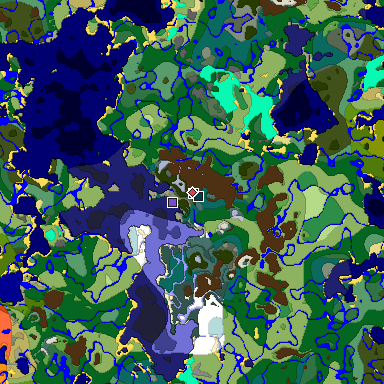 Predicted biome map of Java 1.19.2 seed -7097285393982464735 around estimated spawn