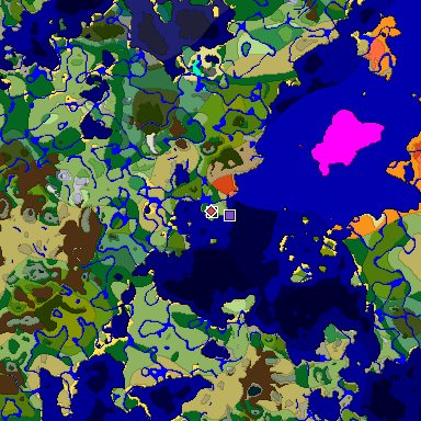 Predicted biome map of Java 1.19.2 seed -6958899100794820659 around estimated spawn