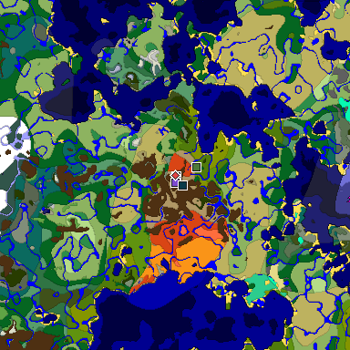 Predicted biome map of Java 1.19.2 seed -8479781598884352891 around estimated spawn