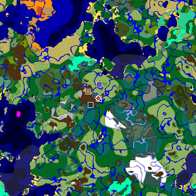 Predicted biome map of Java 1.19.2 seed -6596070904549869714 around estimated spawn