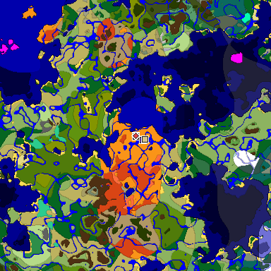Predicted biome map of Java 1.19.2 seed -6580905938459403709 around estimated spawn