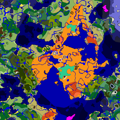 Predicted biome map of Java 1.19.2 seed -6482651515931117008 around estimated spawn