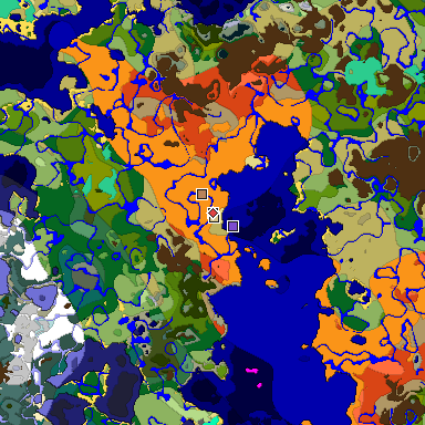 Predicted biome map of Java 1.19.2 seed 1510584121995677137 around estimated spawn