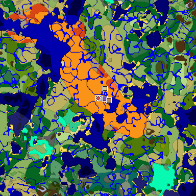Predicted biome map of Java 1.19.2 seed -821328254954280987 around estimated spawn