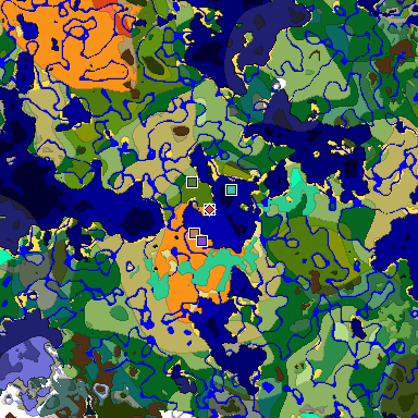 Predicted biome map of Java 1.19.2 seed -8135963806300466688 around estimated spawn