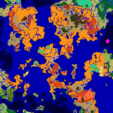 Predicted biome map of Java 1.19.2 seed -8248063698432705389 around estimated spawn