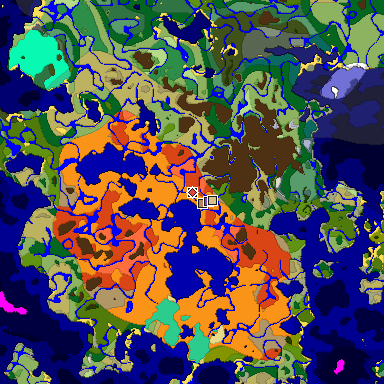 Predicted biome map of Java 1.19.2 seed 2119255012133579762 around estimated spawn