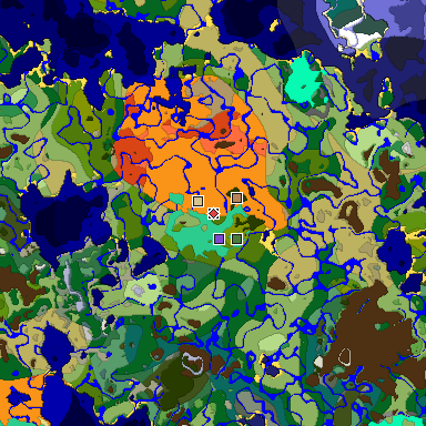 Predicted biome map of Java 1.19.2 seed -5038376390938897829 around estimated spawn