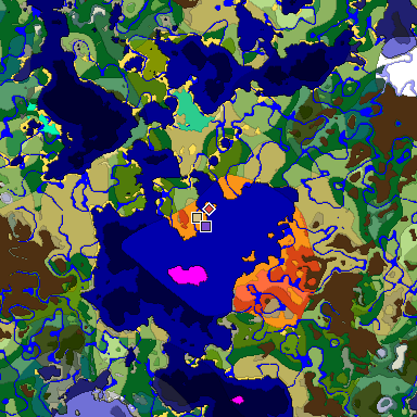 Predicted biome map of Java 1.19.2 seed 692634750355812819 around estimated spawn