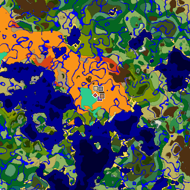 Predicted biome map of Java 1.19.2 seed -138962266913725131 around estimated spawn