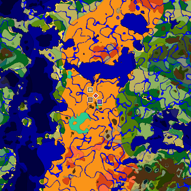 Predicted biome map of Java 1.19.2 seed 1660421354782754313 around estimated spawn