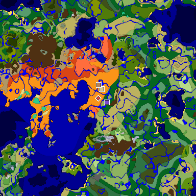 Predicted biome map of Java 1.19.2 seed 5915222909594728522 around estimated spawn