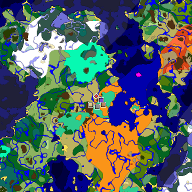 Predicted biome map of Java 1.19.2 seed -1367970454256874729 around estimated spawn