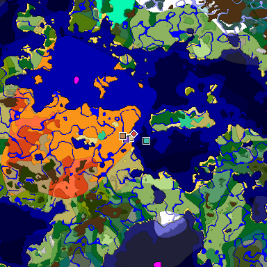 Predicted biome map of Java 1.19.2 seed -5438745172146108601 around estimated spawn