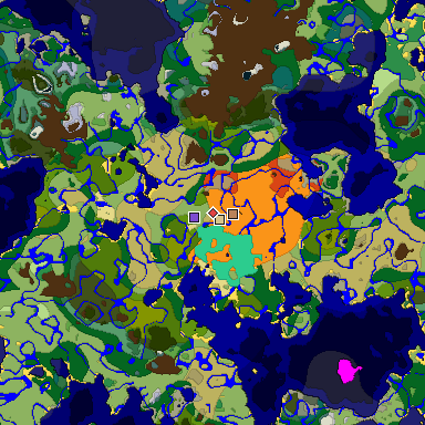 Predicted biome map of Java 1.19.2 seed 2985014317915653014 around estimated spawn
