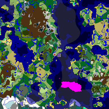 Predicted biome map of Java 1.19.2 seed -5015800144899570933 around estimated spawn