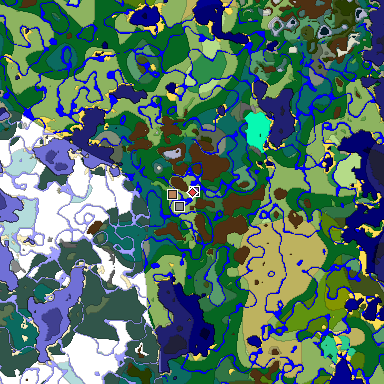 Predicted biome map of Java 1.19.2 seed -6815680390381470652 around estimated spawn