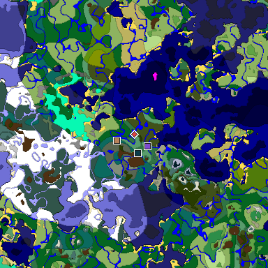 Predicted biome map of Java 1.19.2 seed 4391220960330872081 around estimated spawn