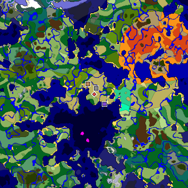 Predicted biome map of Java 1.19.2 seed -5179067745817841538 around estimated spawn