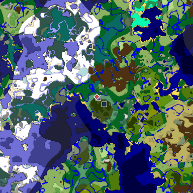 Predicted biome map of Java 1.19.2 seed 6589024471415291078 around estimated spawn