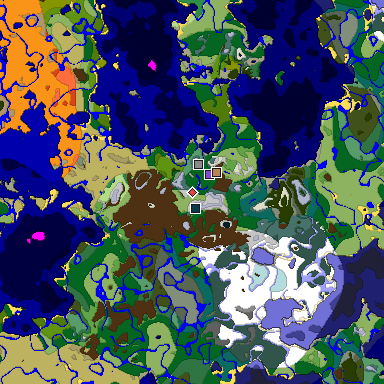 Predicted biome map of Java 1.19.2 seed 965715795718234196 around estimated spawn