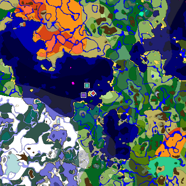 Predicted biome map of Java 1.19.2 seed 4560580096521587905 around estimated spawn