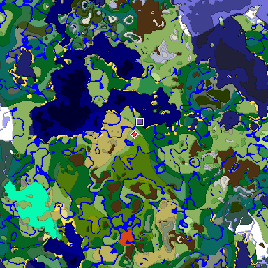 Predicted biome map of Java 1.19.2 seed -9086083414394538093 around estimated spawn