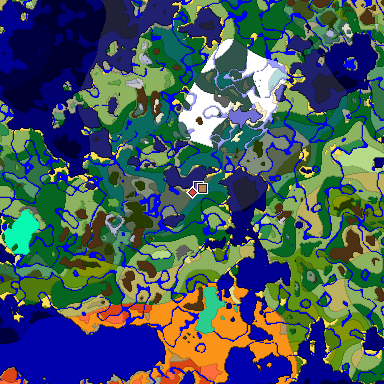 Predicted biome map of Java 1.19.2 seed -280096323993855319 around estimated spawn